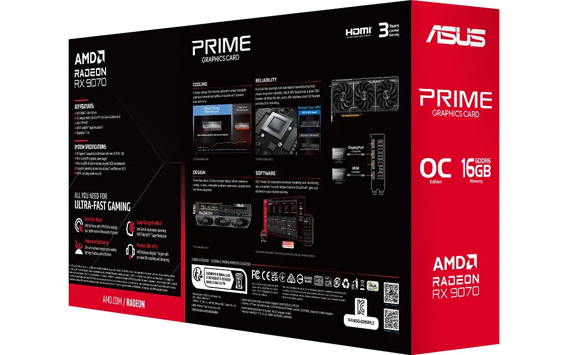 ASUS Prime Radeon RX 9070 EVO OC Edition