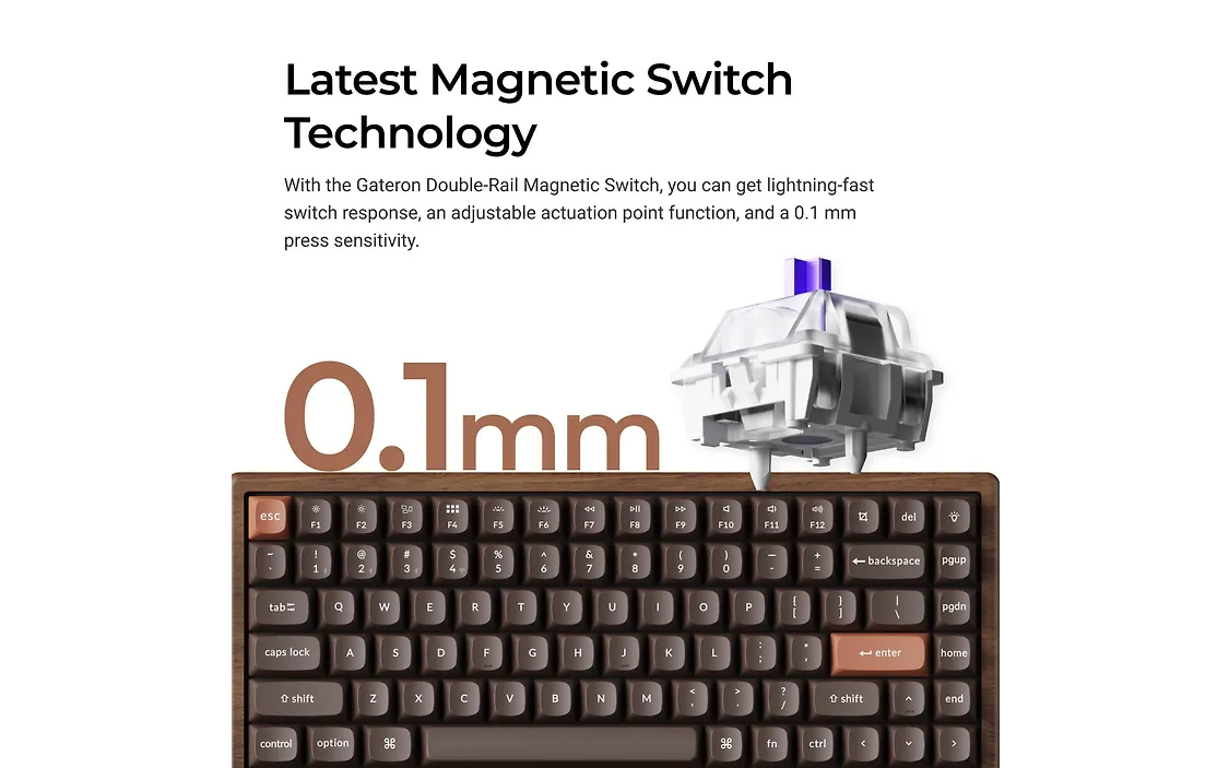 Keychron K2 HE SE pelinäppäimistö, All-Wood suomi/ruotsi