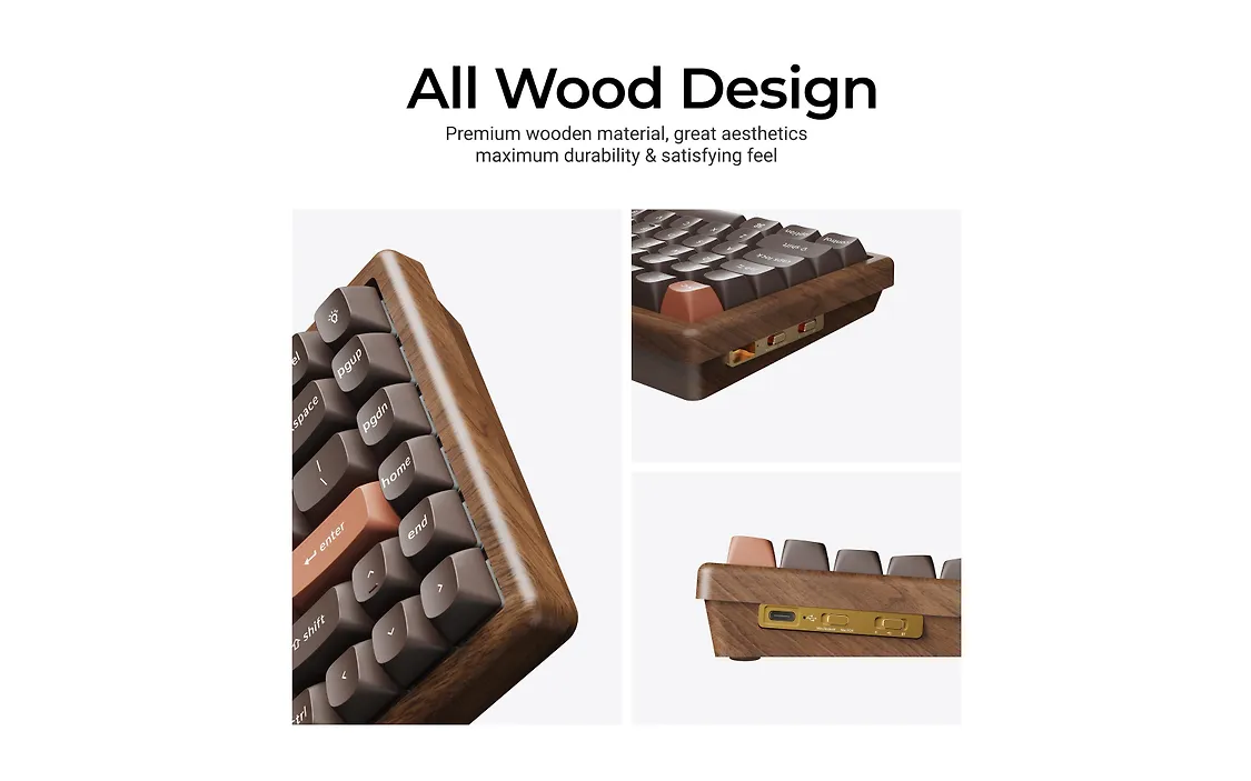 Keychron K2 HE SE pelinäppäimistö, All-Wood suomi/ruotsi