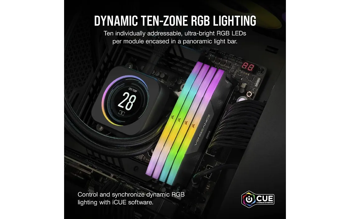 Corsair Vengeance RGB DDR5 7000 MHz CL40 48 Gt -muistimodulipaketti, musta