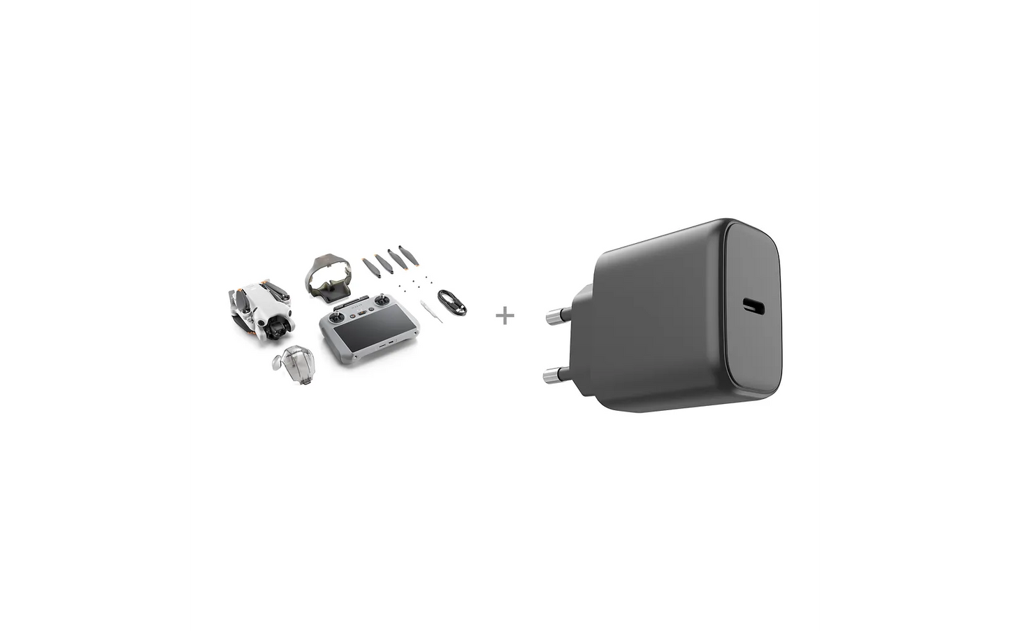 DJI Mini 4 Pro drone, DJI RC 2 ohjaimella + PD 65W verkkovirtalaturi