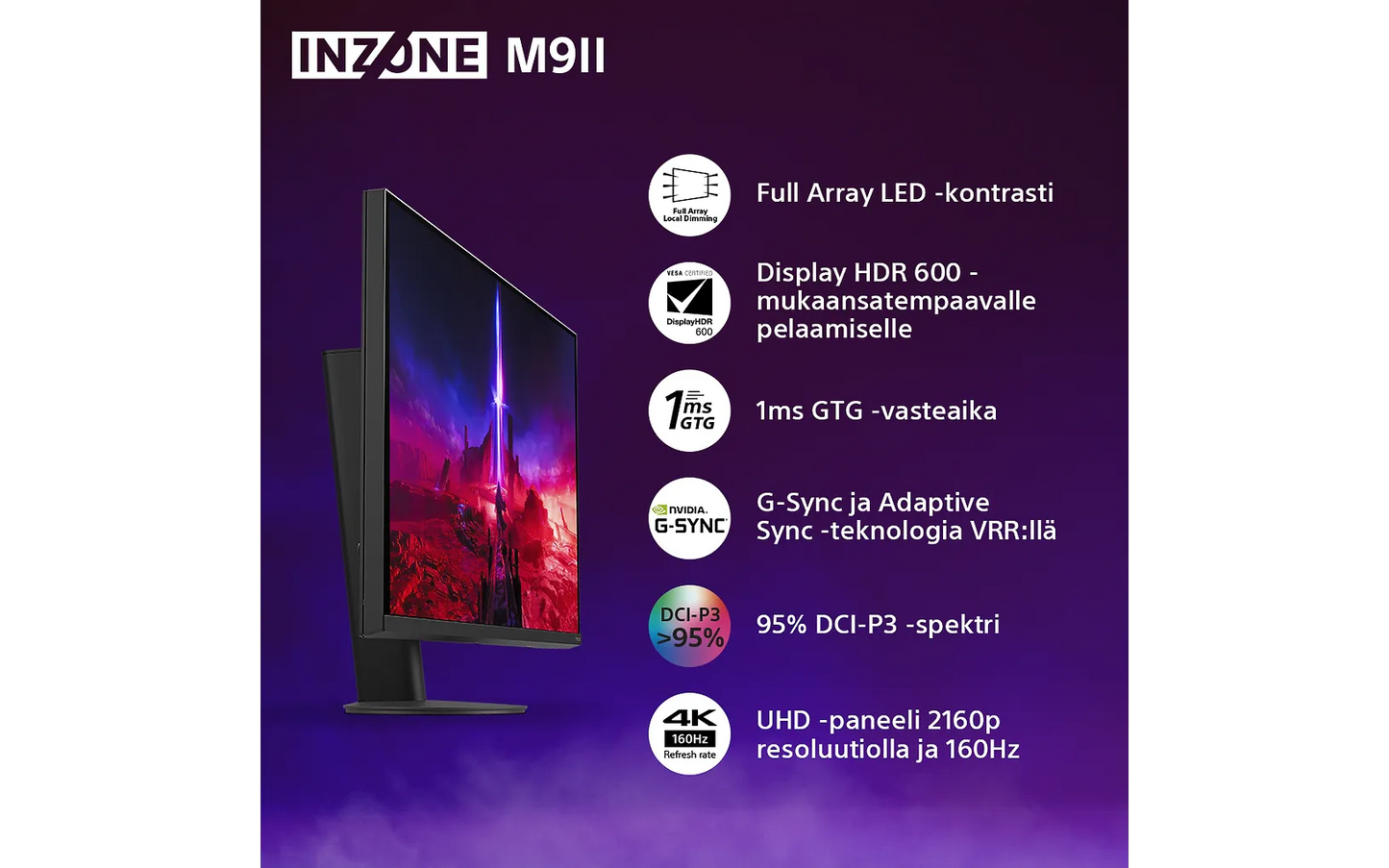 Sony INZONE M9ii 27" -pelinäyttö