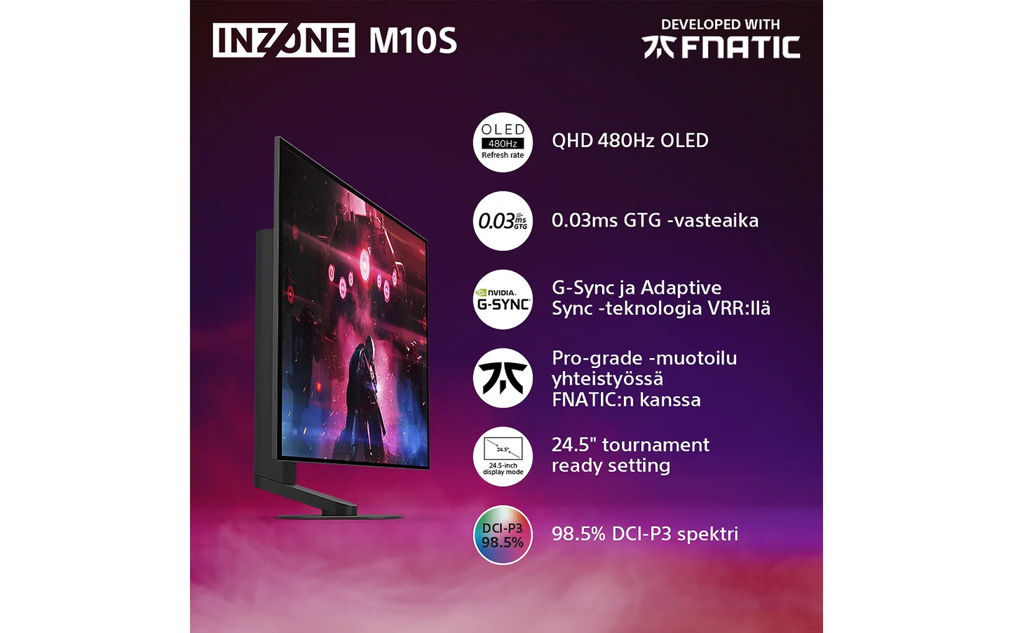 Sony INZONE M10S OLED QHD 27" -pelinäyttö