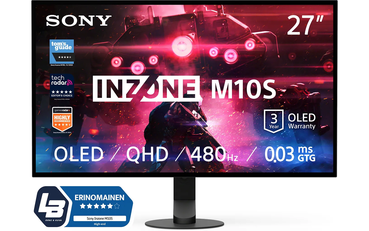 Sony INZONE M10S OLED QHD 27" -pelinäyttö