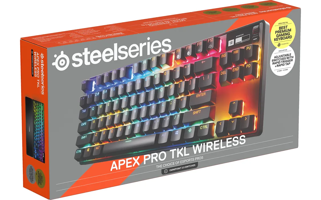 SteelSeries Apex Pro TKL Wireless Gen 3 pelinäppäimistö, Nordic, musta suomi/ruotsi